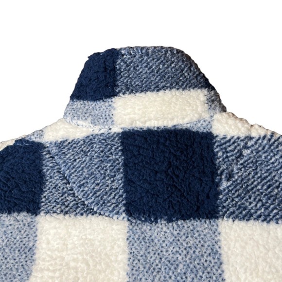 Boxercraft Blue Plaid Sherpa Jacket Georgetown University Patch Logo Mens Size S - Picture 7 of 7